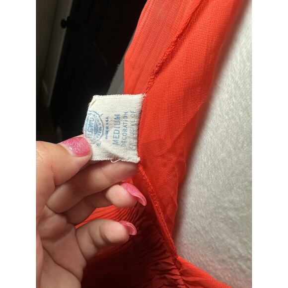 Vintage 60s Union Made Red Silky Sexy Lace V Neck Camisole Top Size M Stretchy - Picture 6 of 6